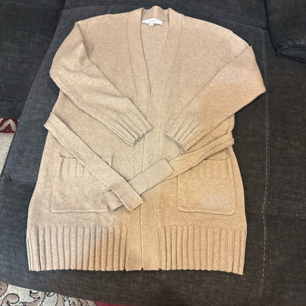 LOFT Women's Tan Belted Cardigan Size Small in excellent condition - Picture 14 of 15